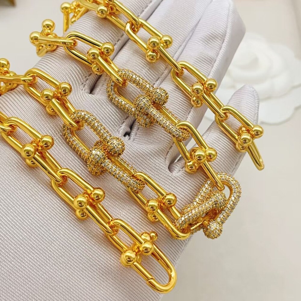 Tiffany & Co. Gold-Detailed Diamond Gradual-Shaped Hoop Necklace - Picture 5 of 5